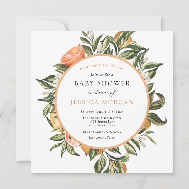 Invitation Une cuisine est sur le chemin du Baby shower Citru (Devant)