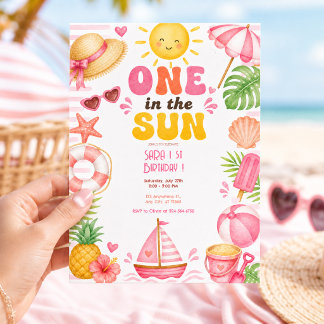 Invitation Une dans le soleil Fille d'anniversaire Été Mignon