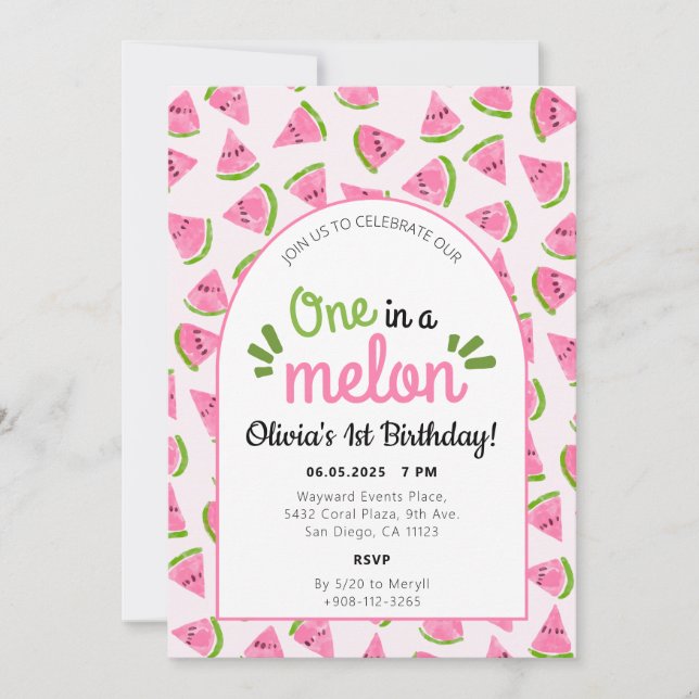 Invitation Une dans une pastèque de Melon (Devant)