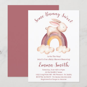 Invitation Une Douce Fête de Bébé à l'Aquarelle sur les Lapin