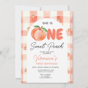 Invitation Une douce pêche fête d'anniversaire Boho En vichy