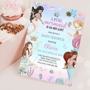Invitation Une douce petite fille de sirène fête de Baby show