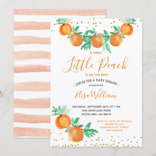 Invitation Une douce petite pêche est en route Baby shower