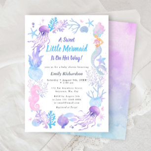 Invitation Une douce petite sirène Pastel Baby Girl Douche