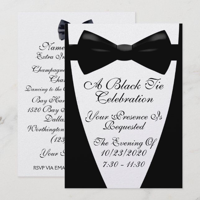 Invitation Une élégante soirée de gala en tenue de soirée (Devant / Derrière)