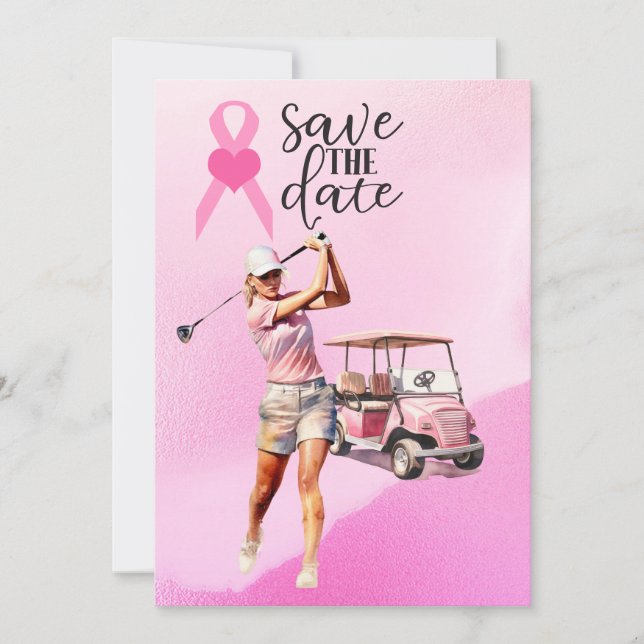 Invitation Une femme golfer rose voiturette de golf sur rose  (Devant)