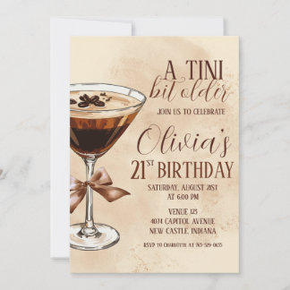 Invitation Une fête d'anniversaire au martini espresso un peu
