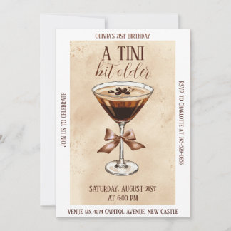 Invitation Une fête d'anniversaire Espresso Martini un peu pl