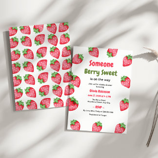 Invitation Une Fête de Bébé à la Fraise Très Sucrée