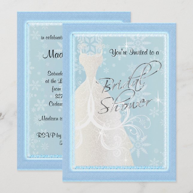 Invitation Une Fête des mariées de neige hivernale (Devant / Derrière)