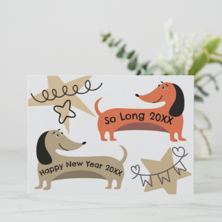 Invitation Une fête du Nouvel An Chien Dachshund Drôle et Ori