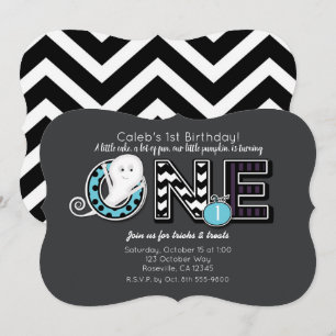 Invitation UNE Fête Halloween Automne 1er Anniversaire Turquo