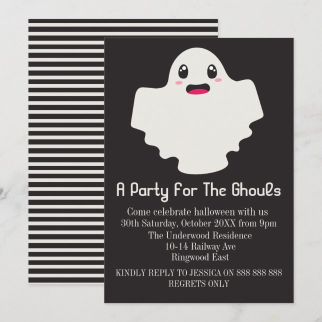 INVITATION UNE FÊTE POUR LE GHOULS HALLOWEEN (Devant / Derrière)