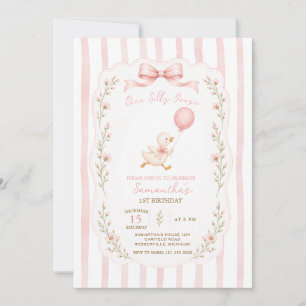 Invitation Une fille à l'arc rose One Silly Goose 1er anniver