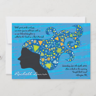 Invitation Une fille avec des étoiles dans ses cheveux Bat mi