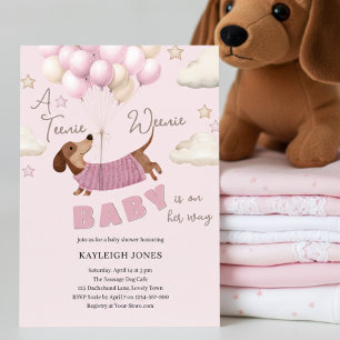 Invitation Une Fille Bébé Dachshund Mignonne Cérémonie de Rem