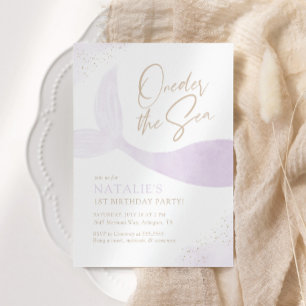 Invitation Une fille de sirène violet de mer fête d'anniversa
