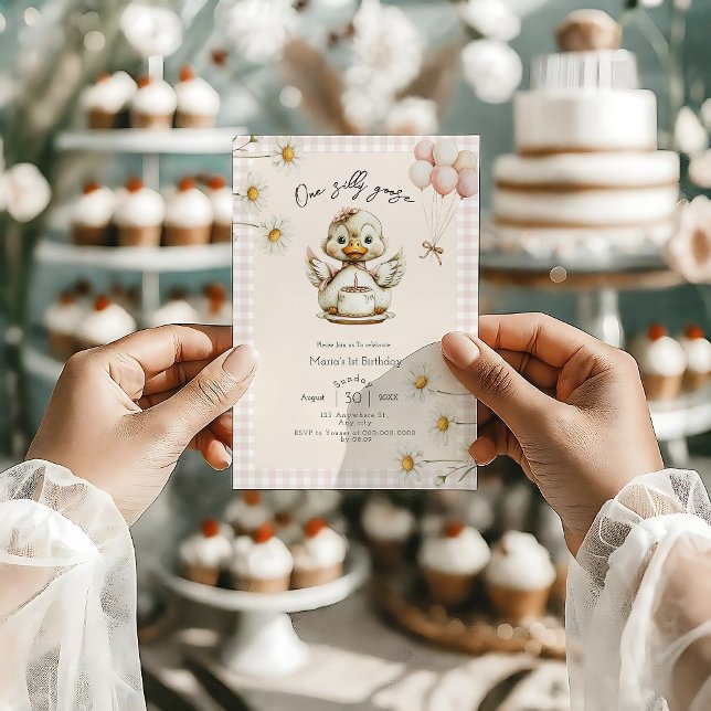 Invitation Une fille d'oie sotte 1er anniversaire (Créateur téléchargé)