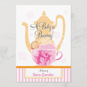 Invitation Une fille du thé   de baby shower