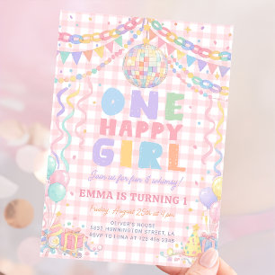 Invitation Une fille heureuse Anniversaire Disco Fantaisiste