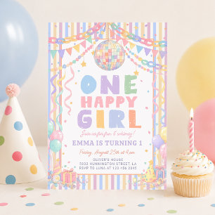 Invitation Une fille heureuse Anniversaire Disco Fantaisiste