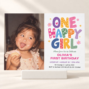 Invitation Une Fille Heureuse : Photo D'anniversaire Colorée