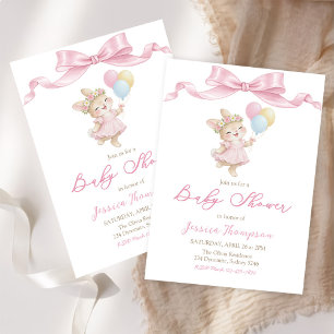 Invitation Une Fille Lapin Rose Baby Shower Party