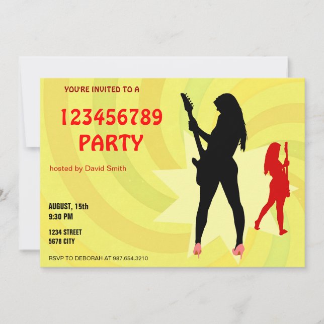 Invitation Une fille palying la guitare électrique (Devant)