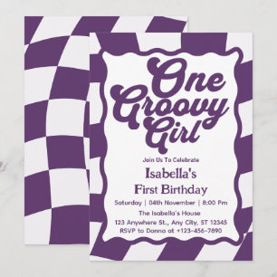 Invitation Une fille Super Retro Girl 1er anniversaire