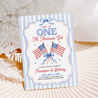 Invitation Une fille tout à fait américaine pour son 1er anni