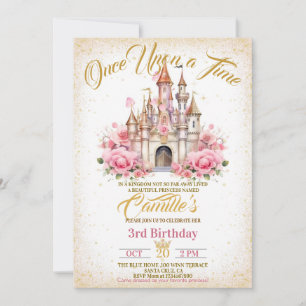 Invitation Une fois sur une princesse Fille anniversaire Invi