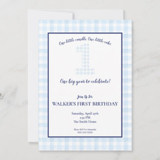 Invitation Une grande année - Classique Bleu En vichy Anniver