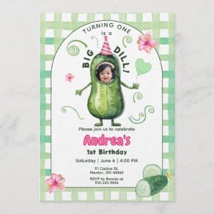 Invitation Une grande photo de premier anniversaire de cornic