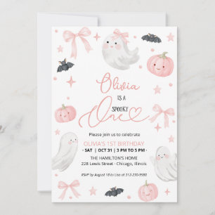 Invitation Une jolie fille fantôme rose pour son 1er annivers