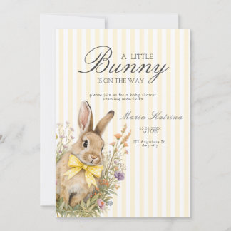 Invitation Une jolie petite Baby Shower Lapin Floral Ruban Ja