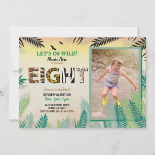 Invitation Une Jungle 8ème fête d'anniversaire 8 Safari ZOO P