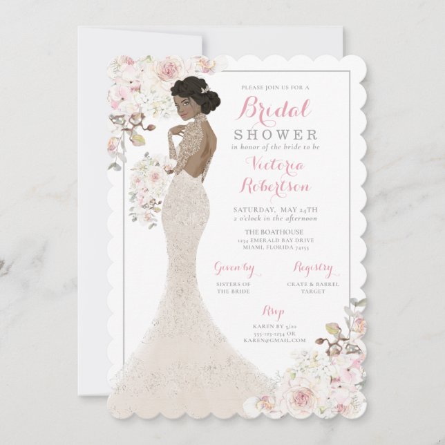 Invitation Une mariée afro-américaine en Fête des mariées de  (Devant)