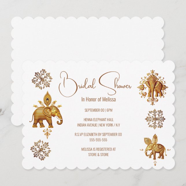 Invitation Une mariée d'éléphant indien en hindi (Devant / Derrière)