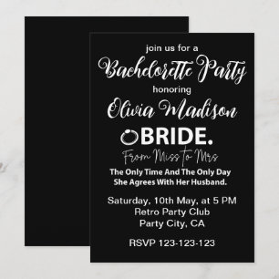 Invitation Une mariée noire et blanche pour devenir Bachelore