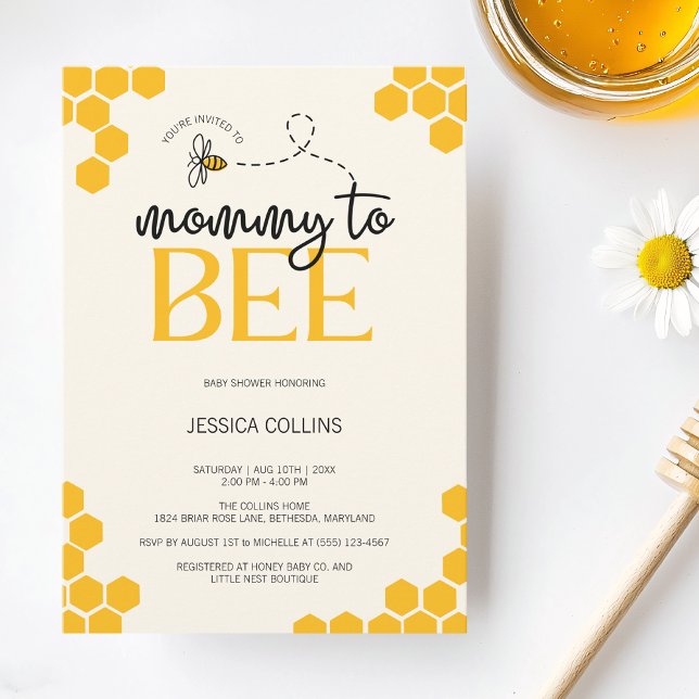 Invitation Une mère moderne neutre pour être Baby shower (Modern Gender Neutral Mommy to Bee Baby Shower Invitation)