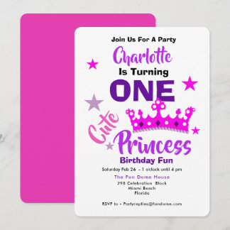Invitation Une mignonne princesse 1er anniversaire Personnali
