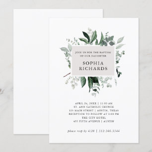 Invitation Une nature simple et moderne  Baptême neutre du ge