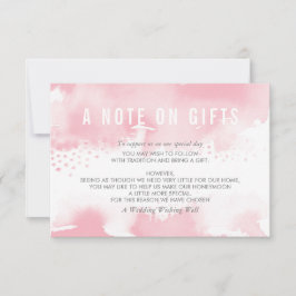 Invitation UNE NOTE SUR CADEAUX stylisé aquarelle rose-rose-g