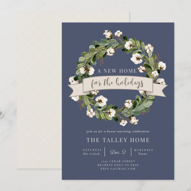 Invitation Une Nouvelle Maison Pour Les Fêtes | Fête De Penda (Devant / Derrière)
