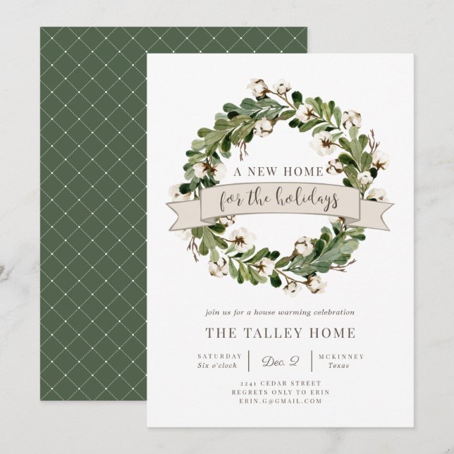 Invitation Une nouvelle maison pour les fêtes | Pendaison de  (Devant / Derrière)