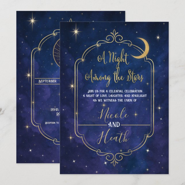 Invitation Une nuit parmi les Stars Celestial Mariage (Devant / Derrière)