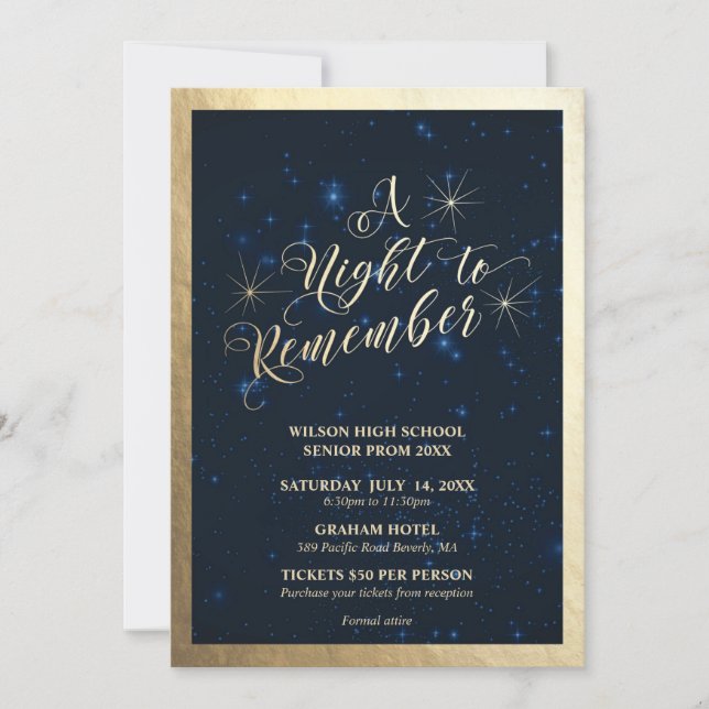 Invitation Une nuit pour se souvenir du bal de fin d'année (Devant)