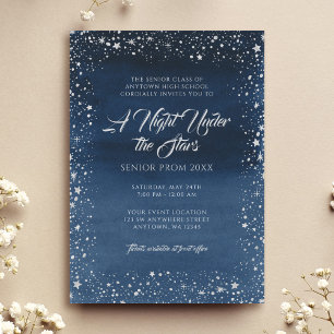 Invitation Une nuit sous les étoiles Silver Navy Blue Prom