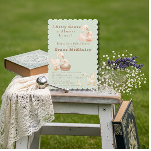 Invitation Une oie idiote est presque lâchée Baby Shower vert