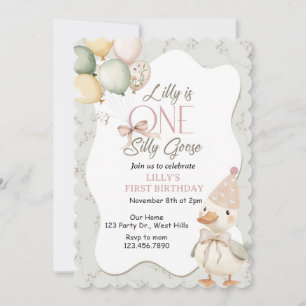 Invitation Une Oie Idiote, Oie, UN, Premier Anniversaire, Oie